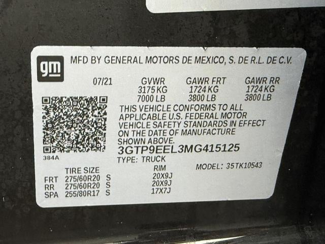2021 GMC Sierra 1500 Crew Cab Short Box 4-Wheel Drive AT4